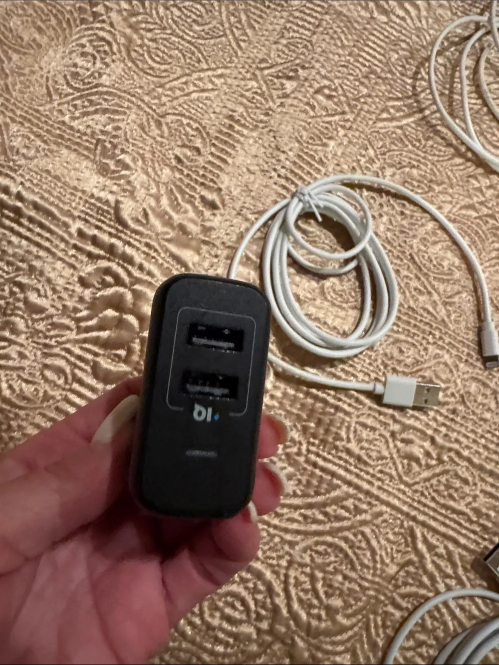 Apple White Charging Cables with Black Wall Adapter